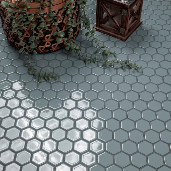 MSI Cielo Azul 10 in. x 11 in. Glossy Porcelain Mesh-Mounted