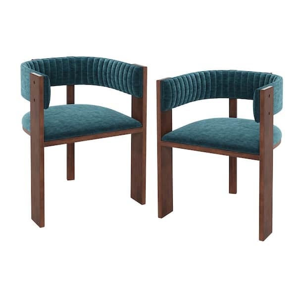 Boyel Living Green Fabric Dining Chairs with Curved Back (Set of 2)