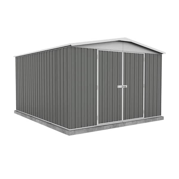ABSCO Regent 10 ft. W x 12 ft. D Metal Garden Storage Shed in Woodland Gray with SNAPTiTE Assembly System (118 sq. ft.)