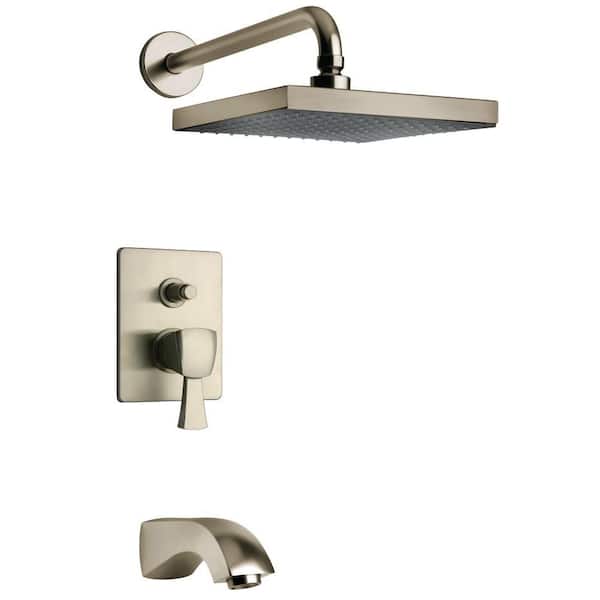 LaToscana Lady 2-Handle 1-Spray Tub and Shower Faucet with 8 in. Rain Shower Head in Brushed Nickel (Valve Included)