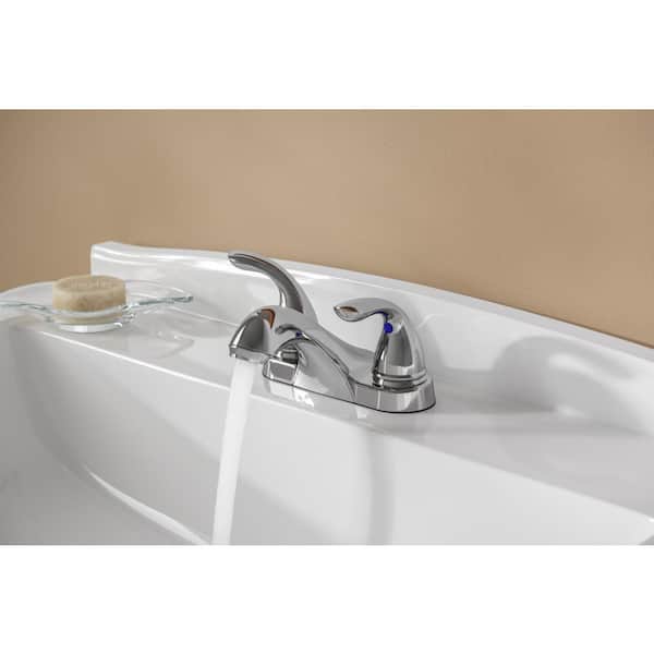 4 in. Centerset Double Handle Bathroom Faucet in Polished Chrome