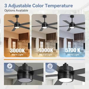 Nova 52 in. Integrated LED Indoor Black Ceiling Fans with Light and Remote