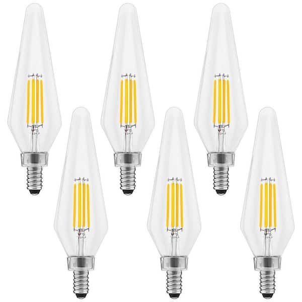 LUXRITE 60-Watt Equivalent HX10.5 Glass Dimmable E12 Base Edison LED Light Bulb 4.5-Watt 500 Lumens Wet Rated 3000K (6-Pack)