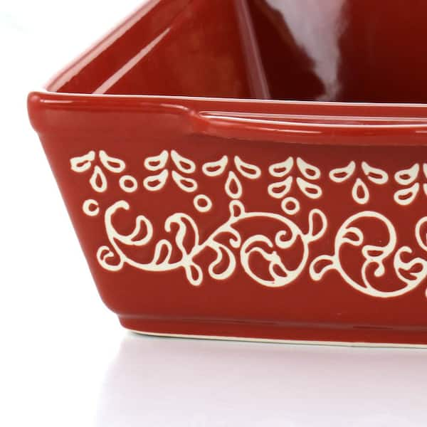 The Pioneer Woman Mazie 2-Piece Ceramic Red Rectangle Baker Set