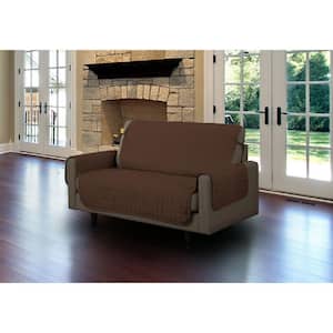 Brown Microfiber Loveseat Pet Protector Slipcover with Tucks and Strap