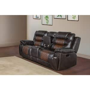 New Classic Furniture Nikko 74 in. Brown Faux Leather 2-seater Loveseat with Dual Recliners