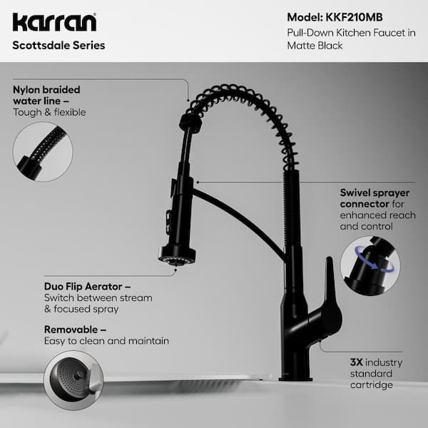 Karran Scottsdale Single Handle Pull Down Sprayer Kitchen Faucet