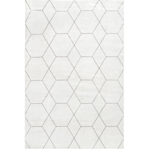 Veronica Beige 4 ft. x 6 ft. Geometric Honeycomb Indoor Area Rug