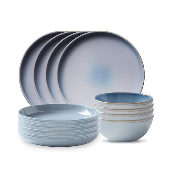 Photo 1 of 12-piece Nordic Blue Glass Dinnerware Set (Service for 4)