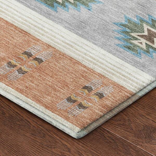 Mayfield Premium Machine Washable Abstract AMF2541 Copper 2 ft. x 7 ft. Runner Rug