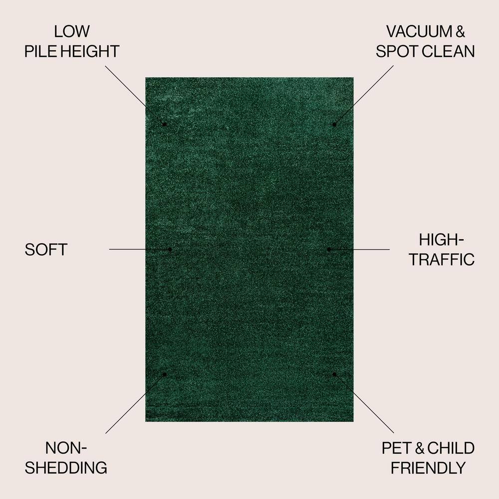 Emerald Green Solid Synthetic 10' x 14' Reversible Area Rug