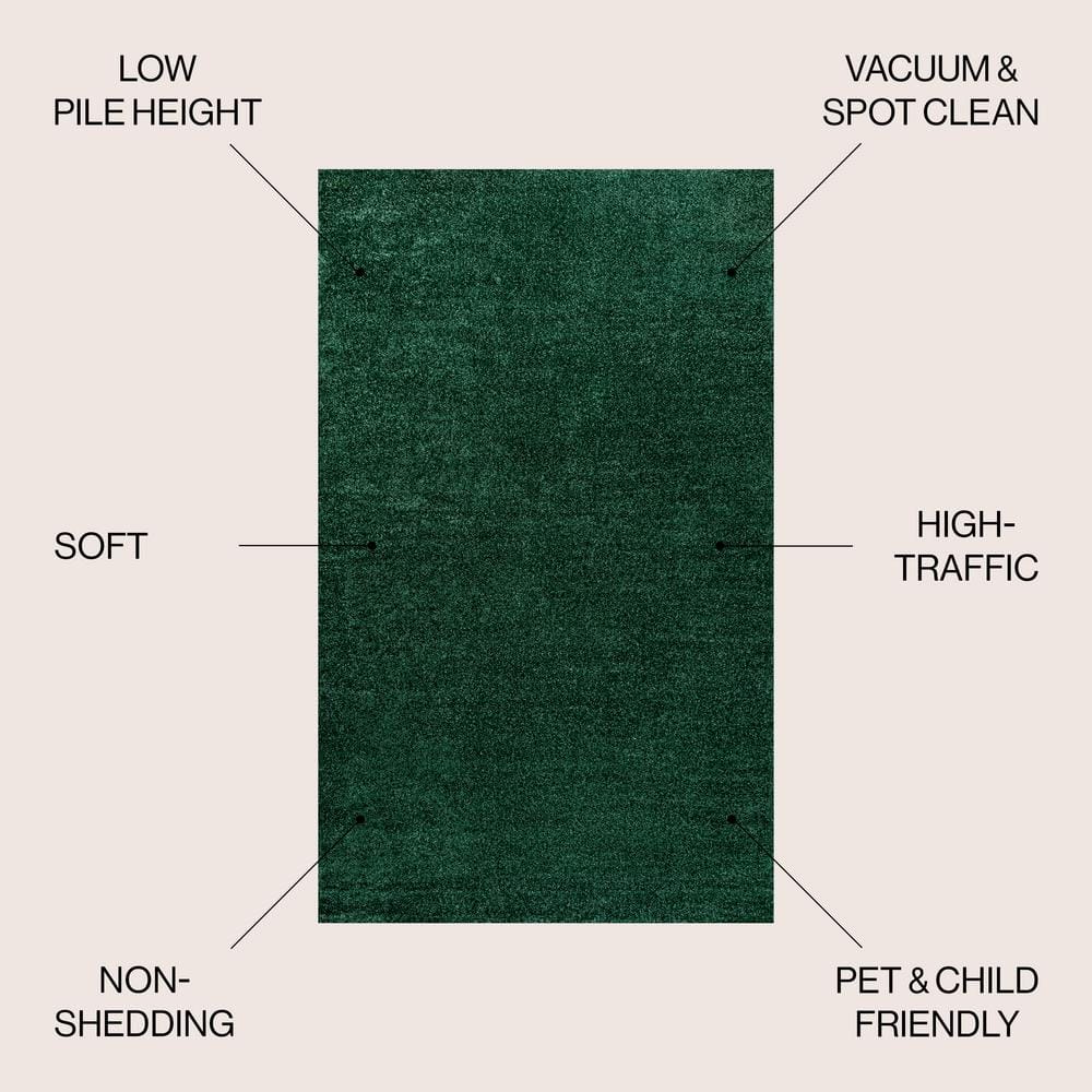 Emerald Green Synthetic Reversible Low-Pile Area Rug