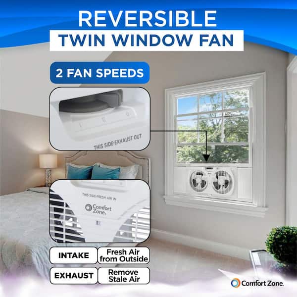 Comfort Zone 9 in. Twin Window Fan with Manually Reversible