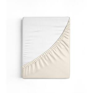 A1HC GOTS Certified Organic Cotton Ivory Sateen Weave 300TC Single Ply Twin Fitted Sheet