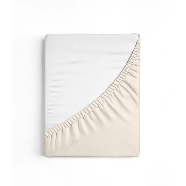 A1 Home Collections A1HC GOTS Certified Organic Cotton Ivory Sateen Weave 300TC Single Ply Twin Fitted Sheet