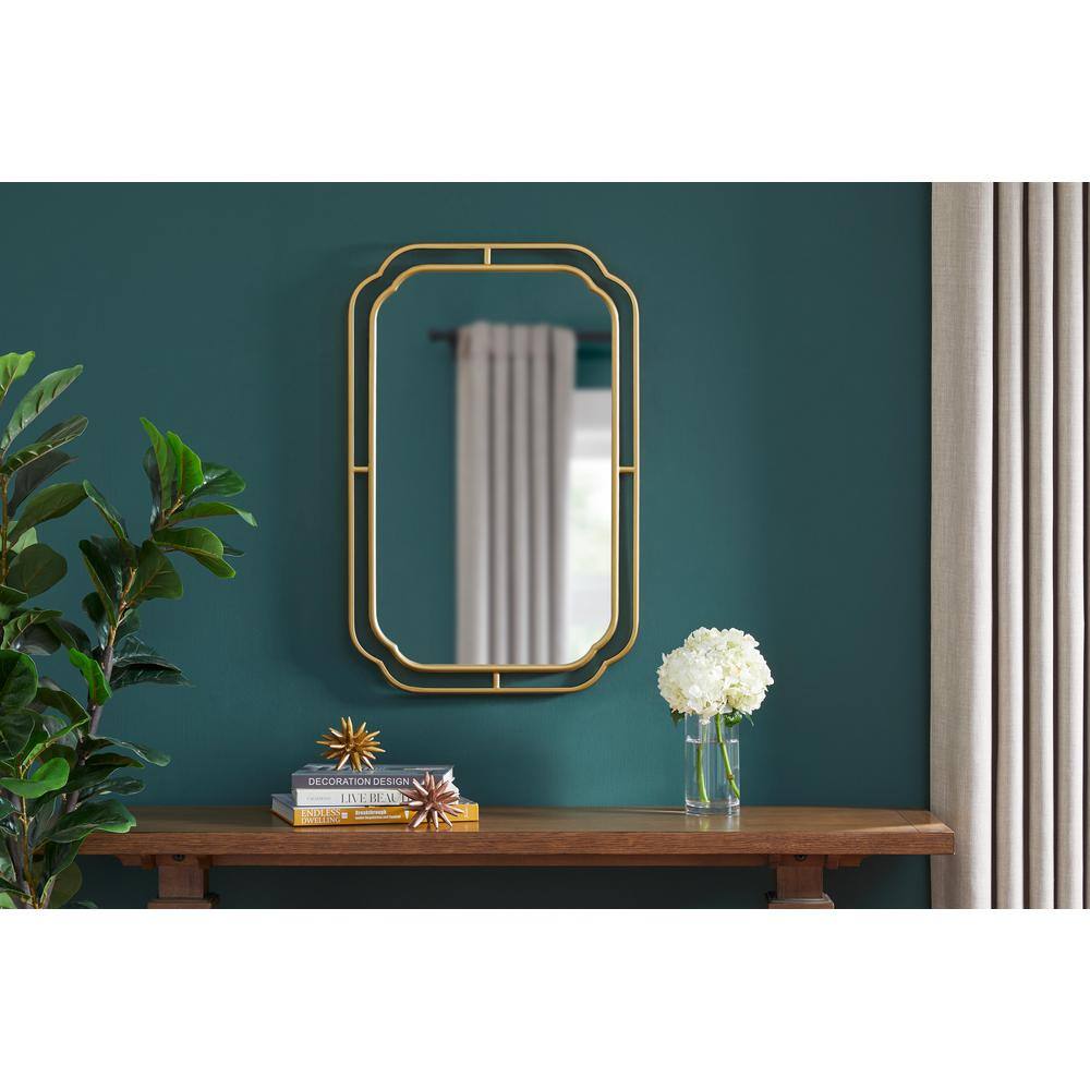 Home Decorators Collection Medium Modern Rectangle Gold Beveled Metal Framed Mirror (21 in. W x 33 in. H)