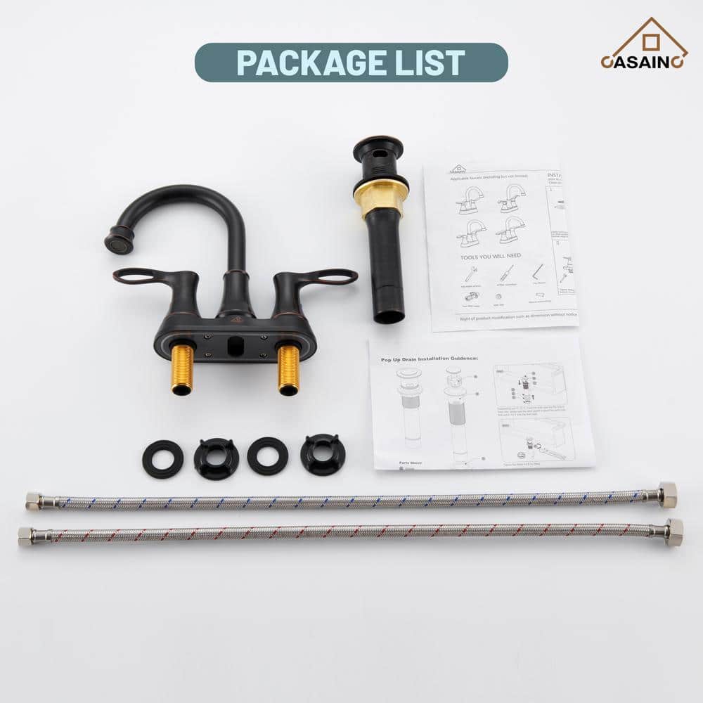 Oil Rubbed Bronze 4-Inch Double Handle Bathroom Faucet Kit