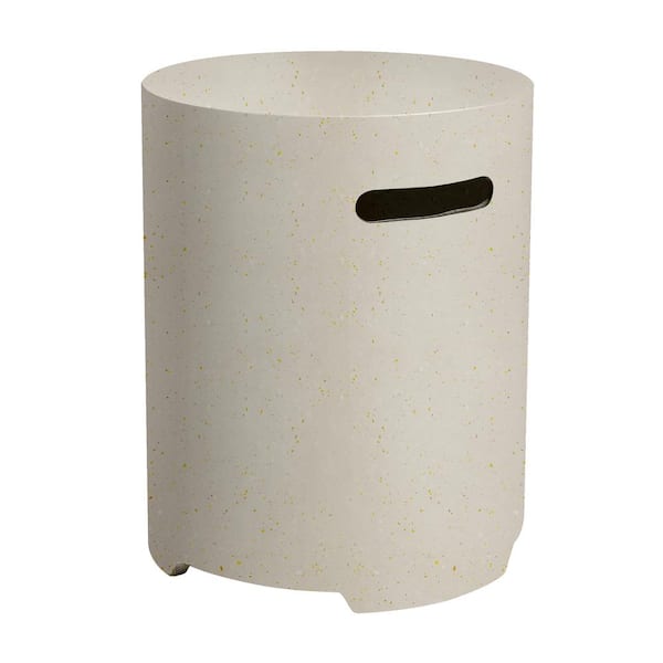 UPHA Beige Round Concrete Outdoor Side and End Table