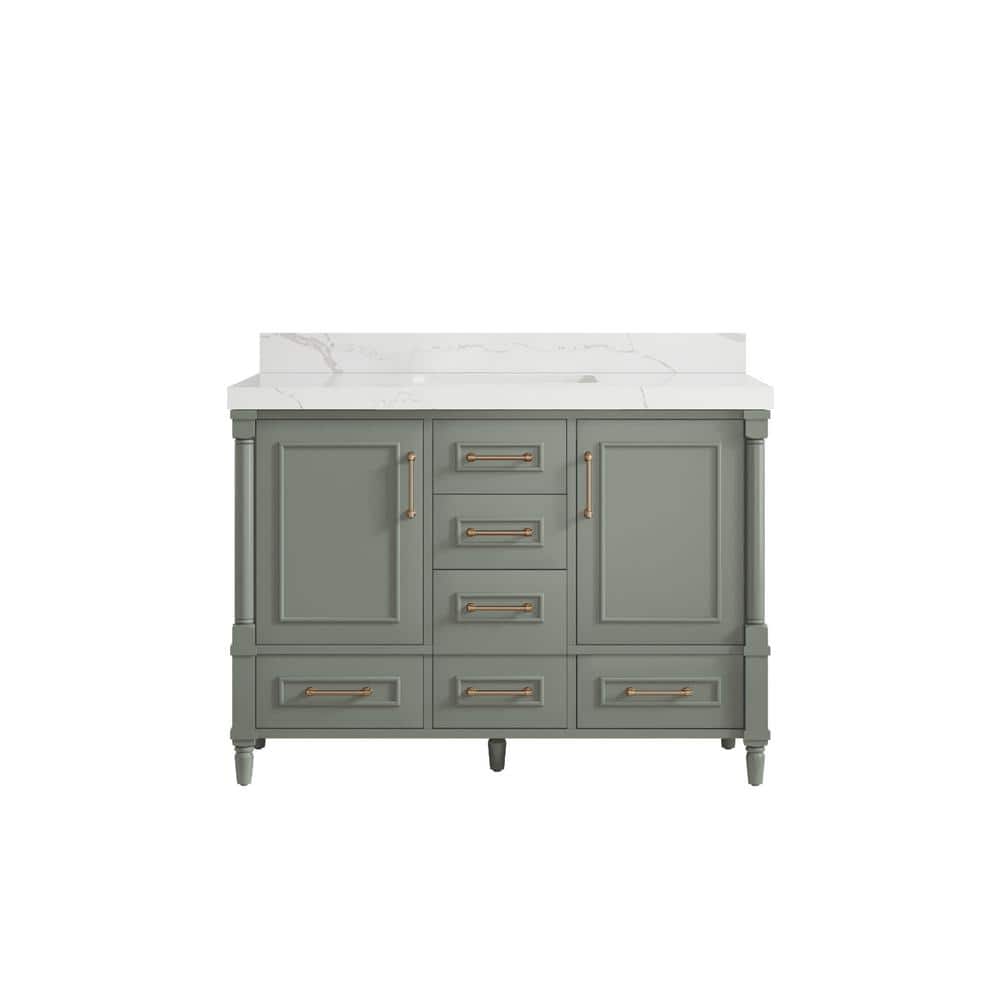 Hudson 48 in. W x 22 in. D x 36 in. H Single Sink Bath Vanity in Evergreen with 2 in. Calacatta Laza Qt. Top price history on PriceWatchPro