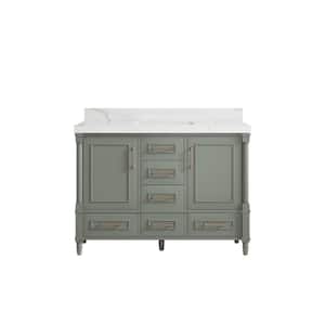 Hudson 48 in. W x 22 in. D x 36 in. H Single Sink Bath Vanity in Evergreen with 2 in. Calacatta Laza Qt. Top