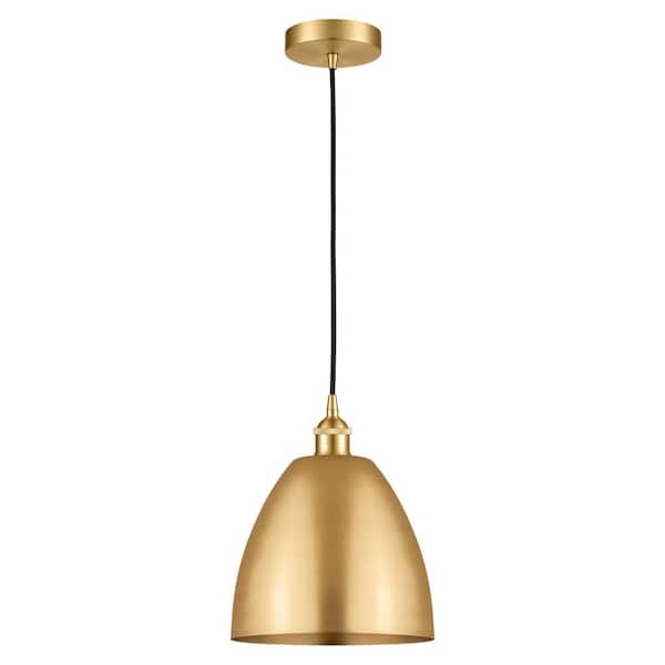 Edison Dome 100-Watt 1-Light Satin Gold Standard Mini Pendant Light with Metal Shade