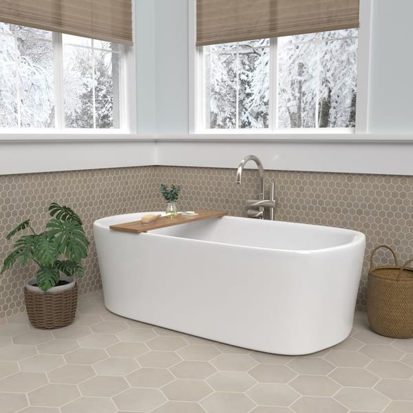 Moroccan Concrete Taupe 8 in. x 9 in. Glazed Porcelain Hexagon Floor and Wall Tile Sample