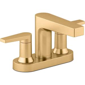 Taut 1.2 GPM 4 in. Centerset Double Handle Bathroom Sink Faucet in Vibrant Brushed Moderne Brass