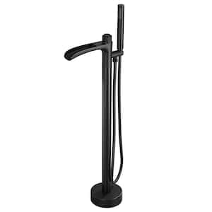 Single-Handle Freestanding Floor Mount Tub Faucet Bathtub Bathtub Claw Foot Tub Faucet with Hand Shower in. Matte Black