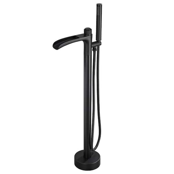 BWE Single-Handle Freestanding Floor Mount Tub Faucet Bathtub Bathtub Claw Foot Tub Faucet with Hand Shower in. Matte Black