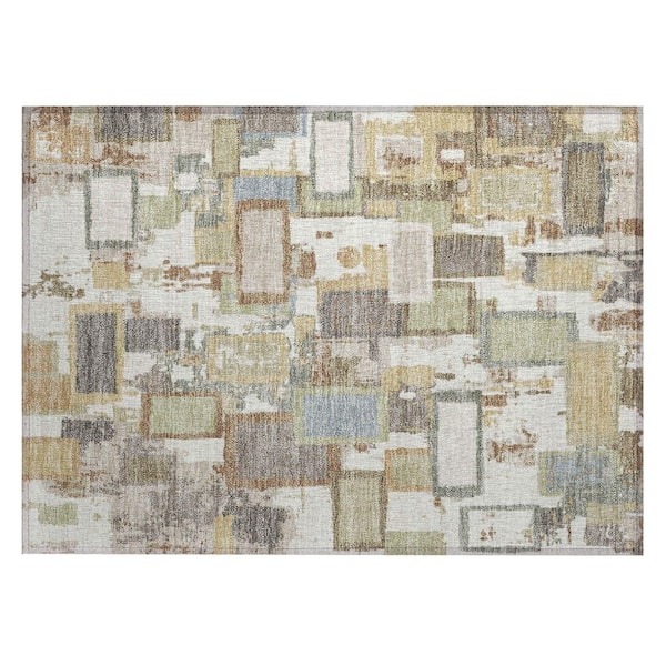 Chantille Machine Washable Indoor/Outdoor Abstract ACN2246 Ivory 1 ft. 8 in. x 2 ft. 6 in. Accent Rug