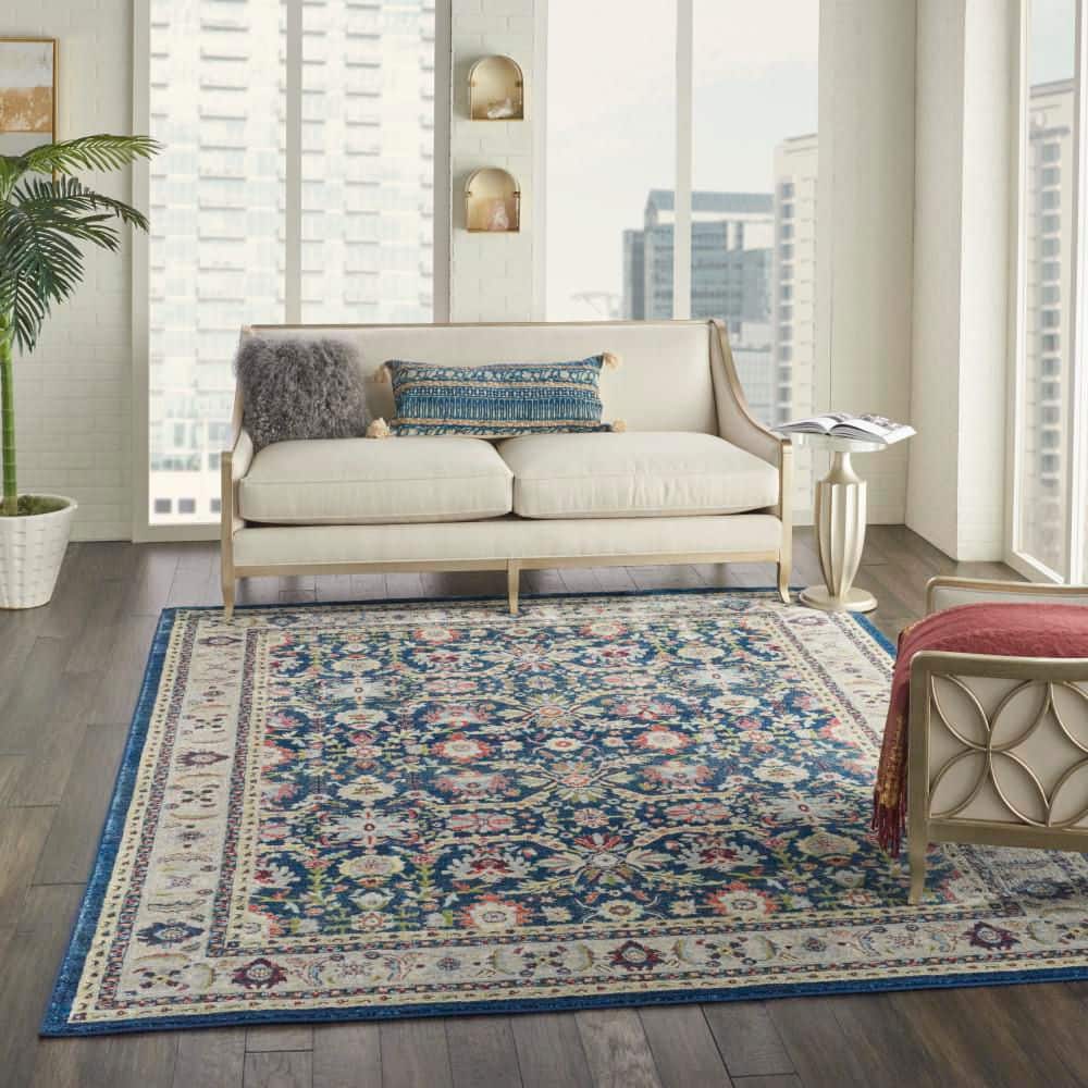 Global Vintage Multicolor Synthetic 8' x 10' Easy-Care Area Rug