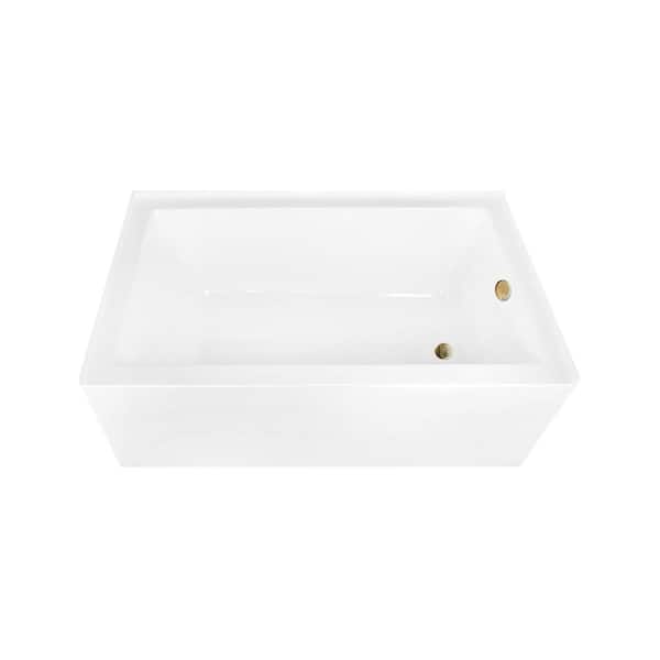 Aqua Eden 60 in. x 36 in. Acrylic Rectangular Alcove Soaking Bathtub with Right Drain in Glossy White/Brushed Brass