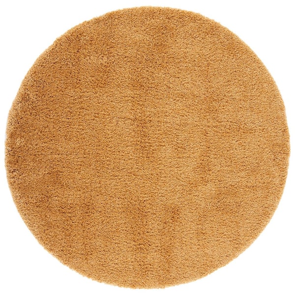 Hudson Shag 4 ft. x 4 ft. Gold Solid Round Area Rug