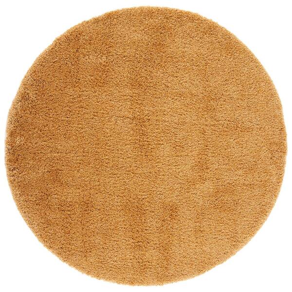 Hudson Shag 7 ft. x 7 ft. Gold Solid Round Area Rug
