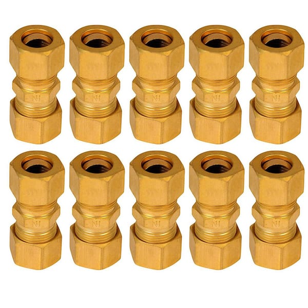 1/2 In. OD Compressio Union Brass for use with Potable Water, Instrumentation, Hydraulic and Pneumatic Systems, 10 Pack