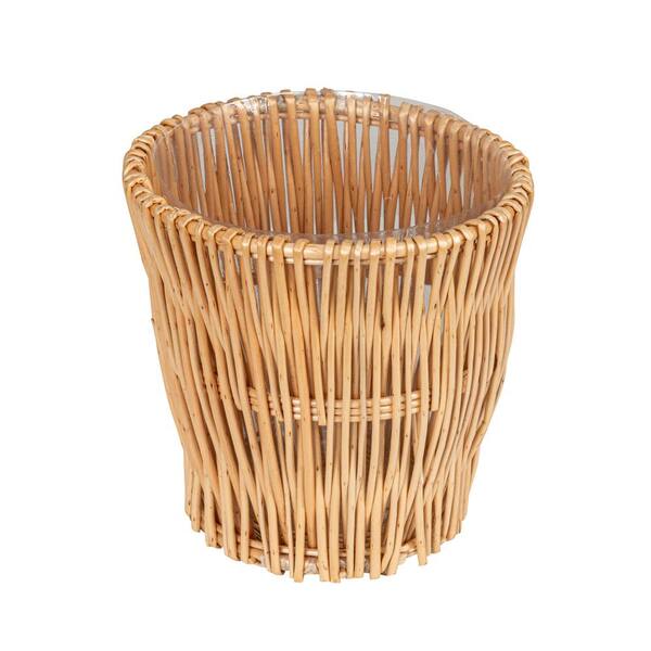Free Standing Handwoven Waste Basket with Removable Liner in Natural