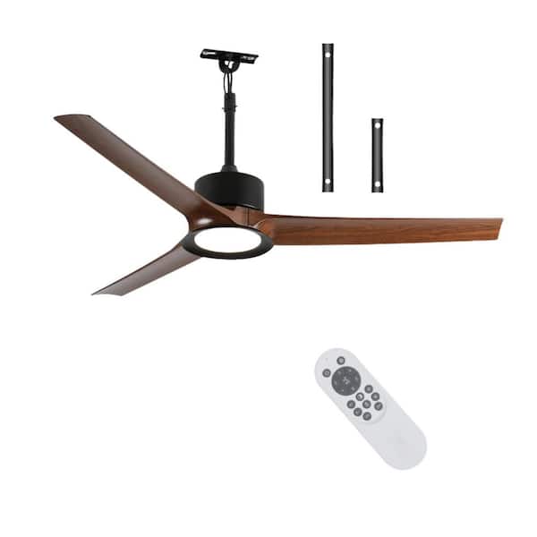 52 in. Black Outdoor Standard Ceiling Fan with Light, Waterproof Gazebo Fan, 6-Speed Reversible DC Motor, Downrod Mount