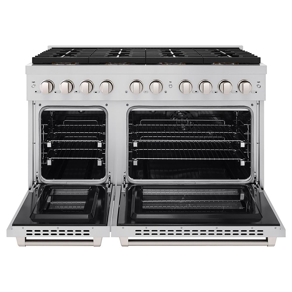 48 in. 6.7 cu. ft. Paramount Dual Fuel Range with 8 Burner DuoPro Cooktop and Dual Ovens in Stainless Steel