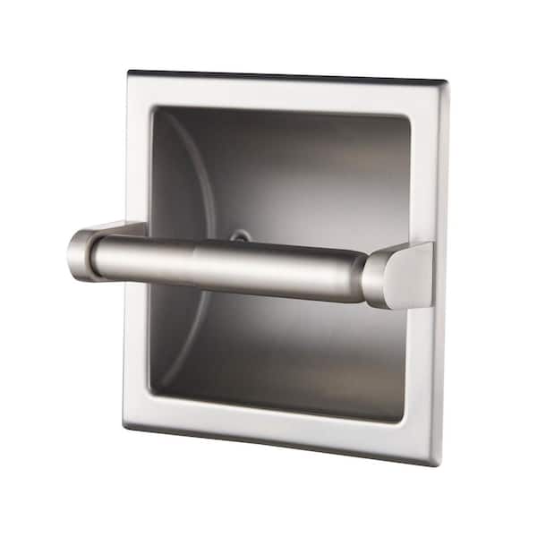 Bathroom Recessed Toilet Paper Holder Wall Mount Rear Mounting Bracket Included Brushed Nickel in Bathroom