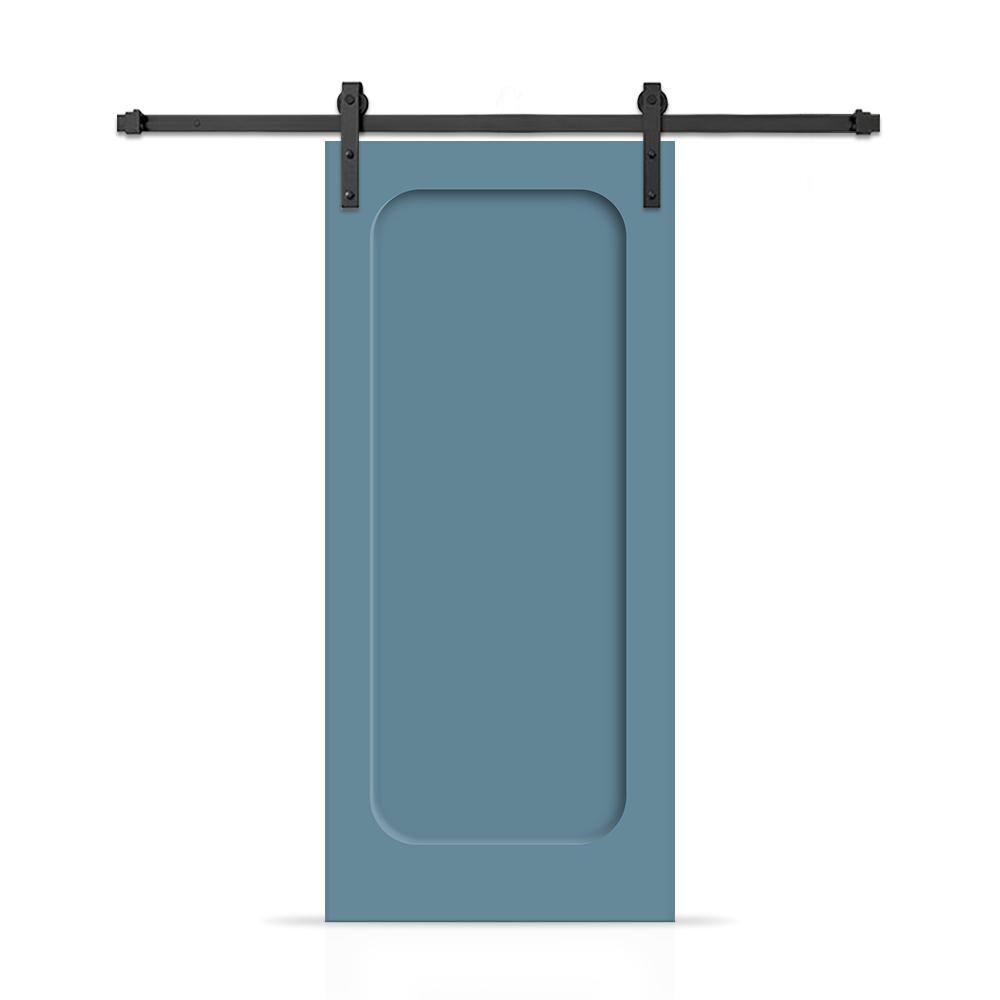30 in. x 96 in. Curved 1-Panel Shaker Hollow Core Dignity Blue Composite Interior Sliding Barn Door with Hardware Kit price history on PriceWatchPro