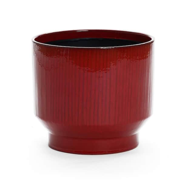 12.4 in. Red Wine Round Ceramic Floor Planter