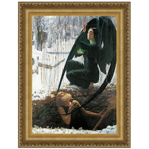 The Death of the Gravedigger, 1895 by Carlos Schwabe Framed Fantasy Oil Painting Art Print 17.25 in. x 14.75 in.