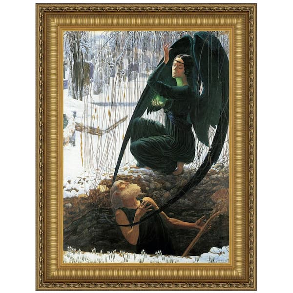 Design Toscano The Death of the Gravedigger, 1895 by Carlos Schwabe Framed Fantasy Oil Painting Art Print 17.25 in. x 14.75 in.