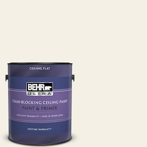 1 gal. #GR-W15 Palais White Ceiling Flat Interior Paint with Primer