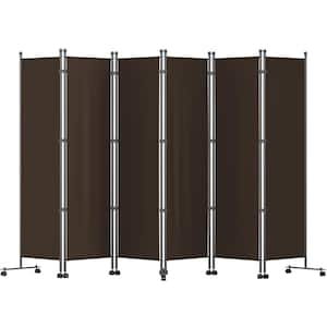 Room Divider 6 ft. Freestanding and Folding Privacy Screen 6 Panel Room Divider for Home Office Bedroom, Brown