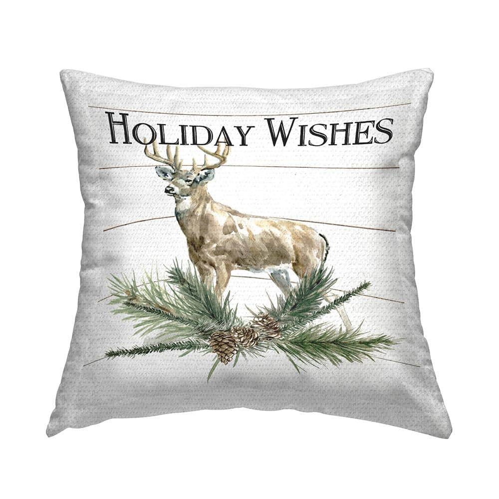 Holiday Wishes Deer Seasonal Pine Sprig Brown Square Outdoor Throw Pillow price history on PriceWatchPro