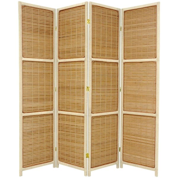 Oriental Furniture 6 ft. Cream 4-Panel Room Divider
