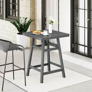 Laguna 30 in. Square HDPE Plastic Counter Height Outdoor Dining High Top Bar Table in Gray