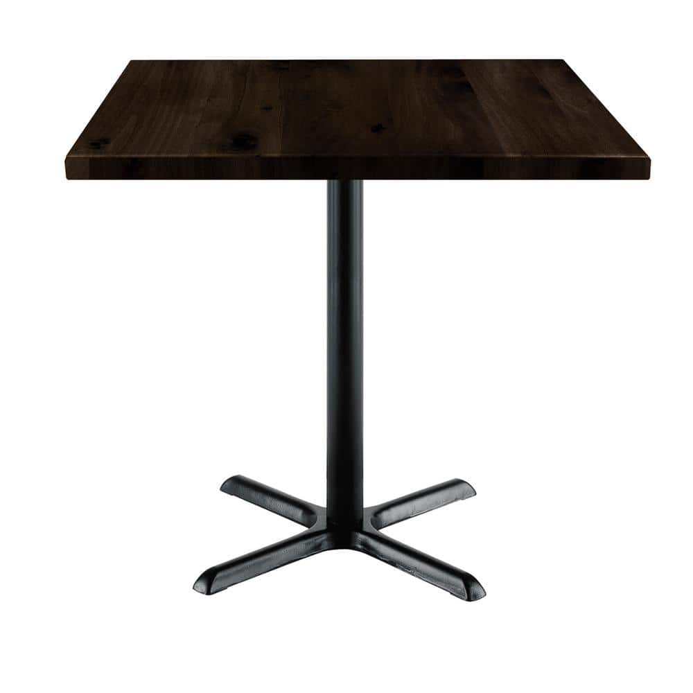 Urban Loft 36 in Square Espresso Solid Wood Counter Table with X-Shaped Bla
