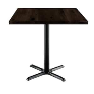 Urban Loft 36 in Square Espresso Solid Wood Counter Table with X-Shaped Black Steel Frame (Seats 4)